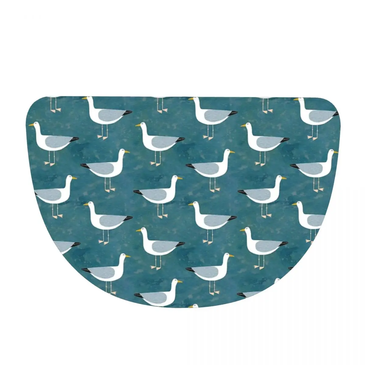 Seagull Standing Soft Flannel Half Round Doormat Non Slip Bathroom Mat Absorbent Floor Carpet for Laundry Room Bathroom