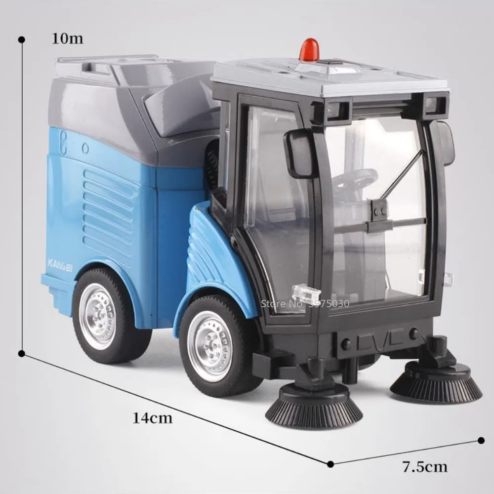 14cm Sweeper Car Model Toy Alloy Diecast Urban Cleaning Vehicle with Simulated Trash Can Sound Light Toys for Boys Birthday Gift