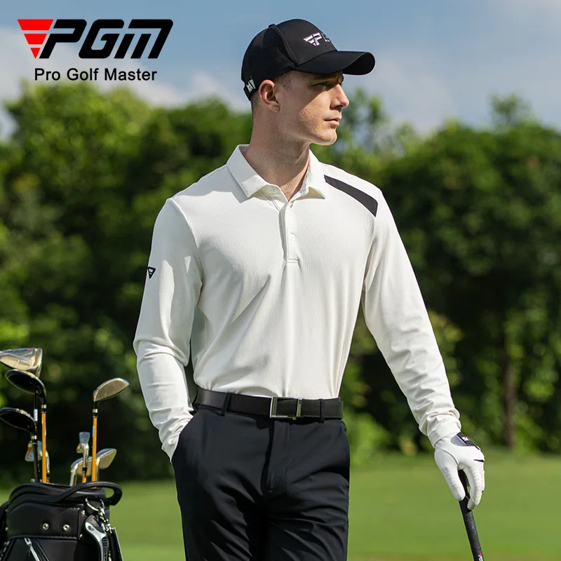 PGM 2024 Autumn Winter Golf Clothing Golf Men's Long Sleeve Sports Training Clothing Color Blocking Design Golf Wear YF630