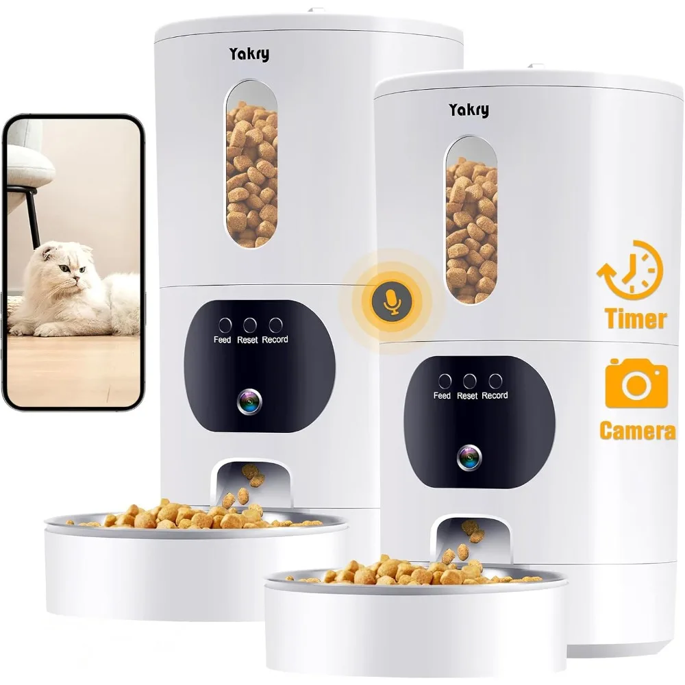 Automatic Cat Feeder with Camera, 2-Way Audio, 5G WiFi Pet Food Dispenser APP Control, Easy Setup Timed Smart Dog Feeder