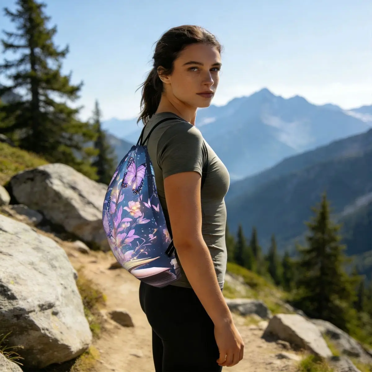 A Fluorescent Butterfly On The Book Of Life Backpacks Multi-function Drawstring Bags Sports Bag Book Bags for Man Woman School