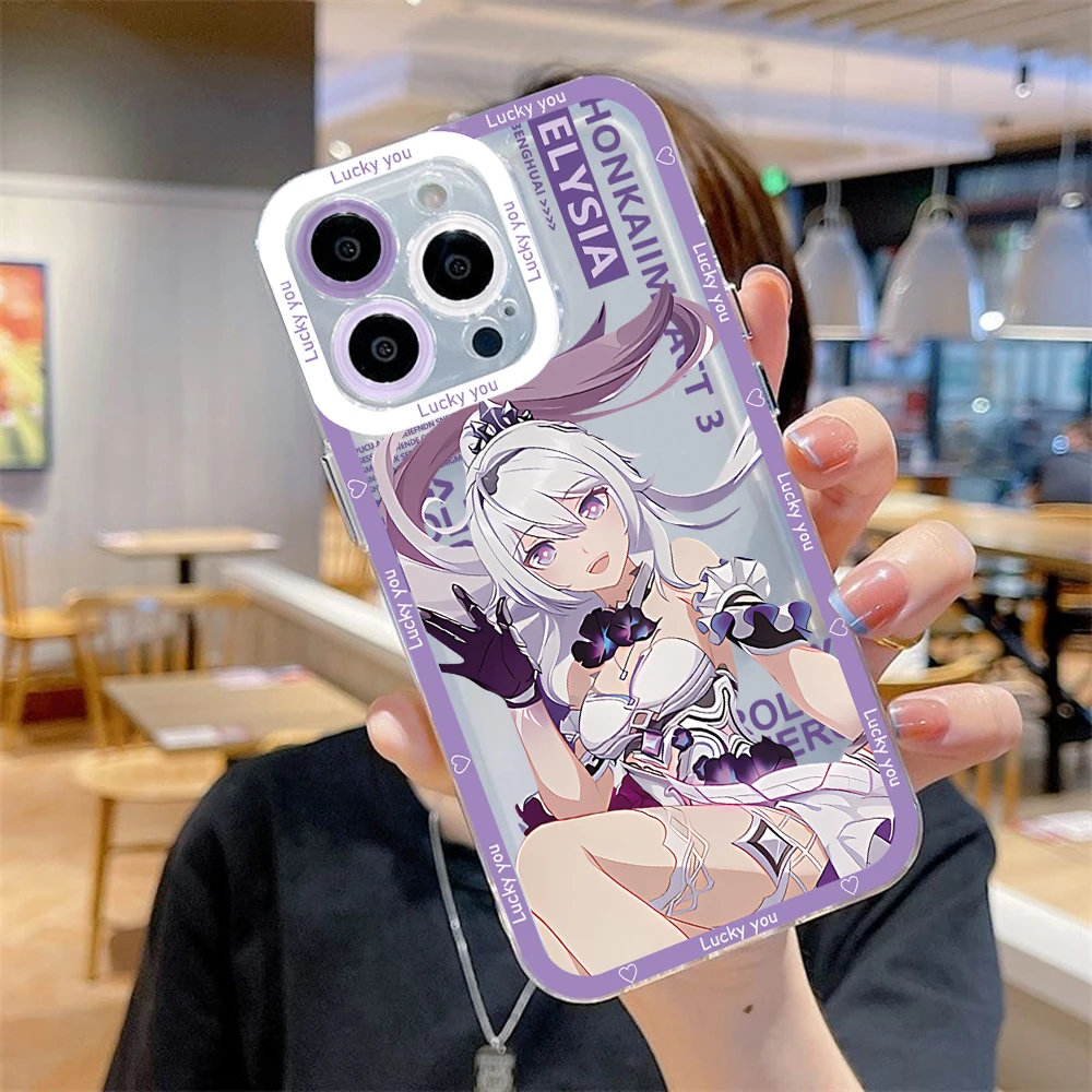Honkai Elysia Game Phone Case For iPhone 15 14 13 12 11 Mini Pro Max X XR XSMax 6S 6 7 8 Plus SE20 Transparent Cover