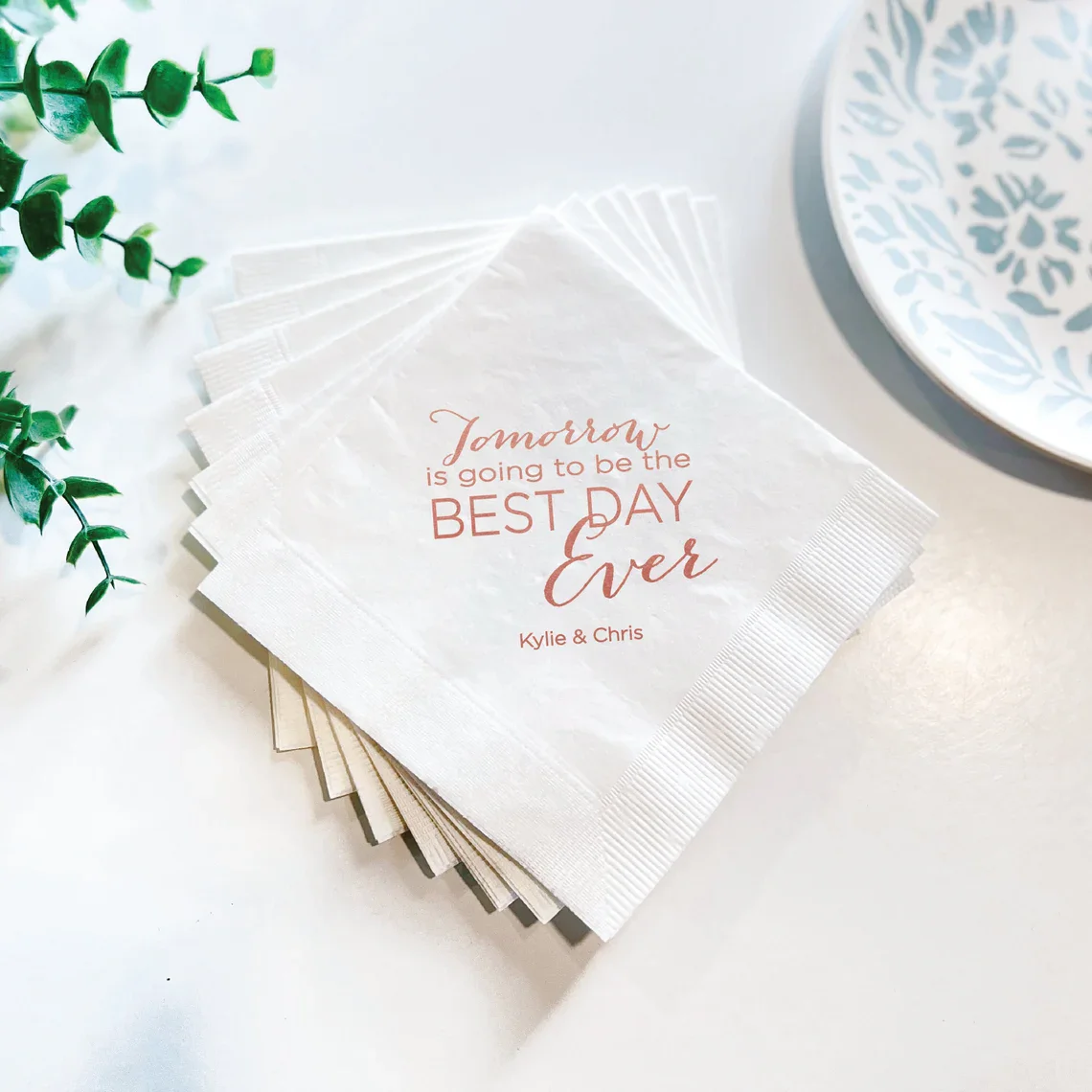 

50pcs Tomorrow Is Going To Be The Best Day Ever - Personalized Rehearsal Dinner Napkins, Wedding Napkins, Engagement Party, Cust