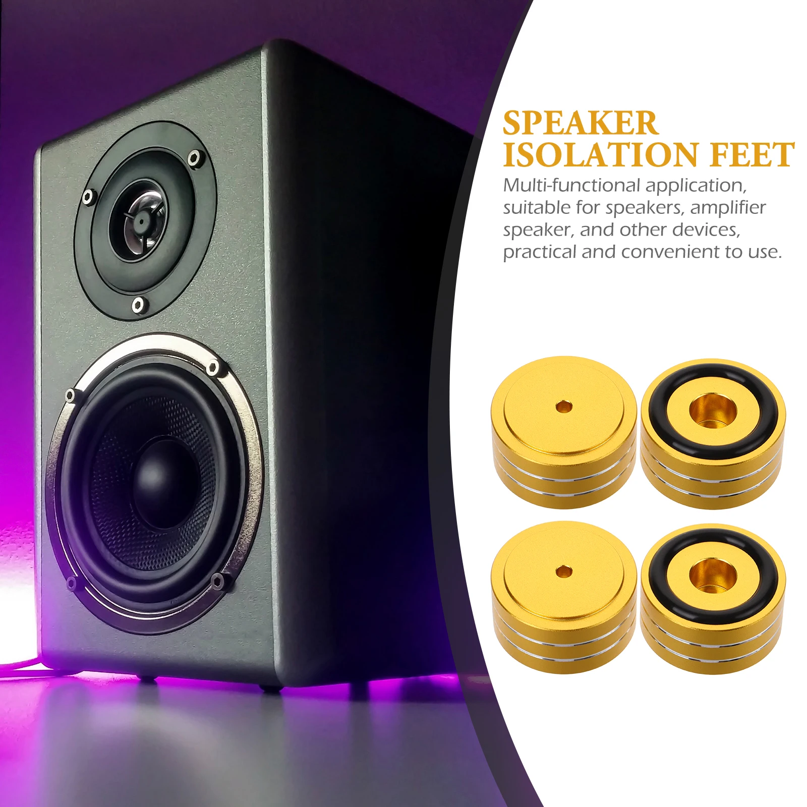 

Speaker Feet Pads Anti-Slip Rubber Aluminum Alloy Isolating Cushion for Amplifier Cabinet Sturdy Shock Absorption Stability