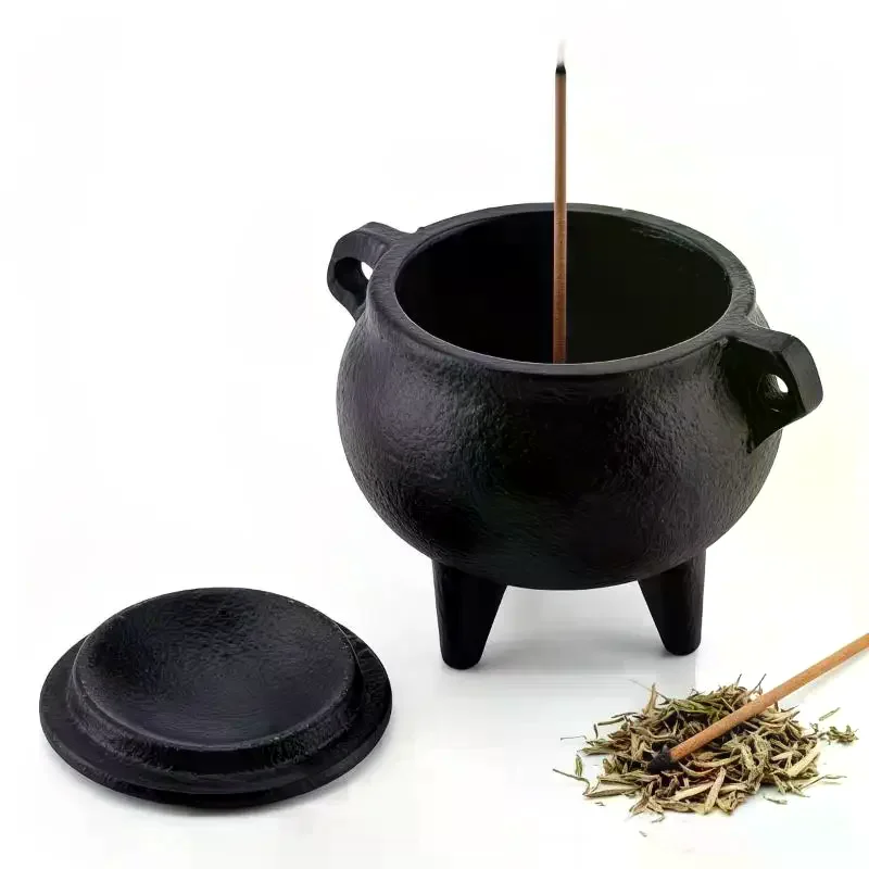 Mini Cast Iron Sandalwood Incense Holder Sage Smudge Pot Burner Home Decor Suitable For Meditation Yoga Halloween