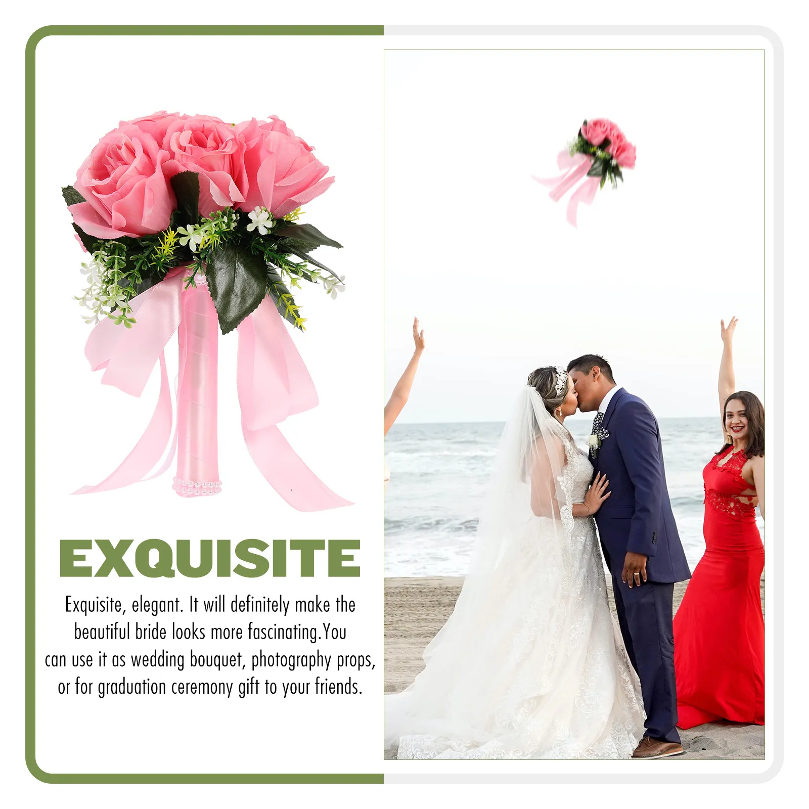 

Искусственный свадебный букет из шелковых роз, реалистичный, для фотосессий, декор для невесты, аксессуар для вечеринок