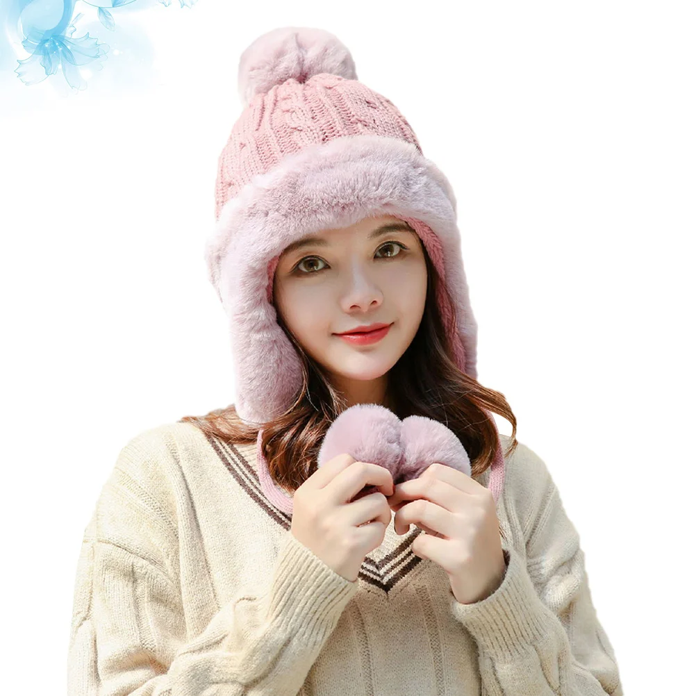 

Charming Pink Winter Hat Warm Knitted Cap Cold Protection Simple Style Durable Comfortable Touch Perfect Gift for Women