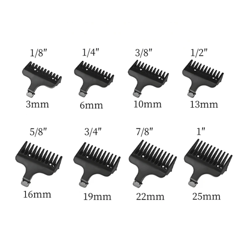 8Pc/set Beard Trimmer Guide Comb for Wahl 40mm Detachable T-Blade Series Hair Clippers Limit Combs 9818/9864/9888/9898/9816