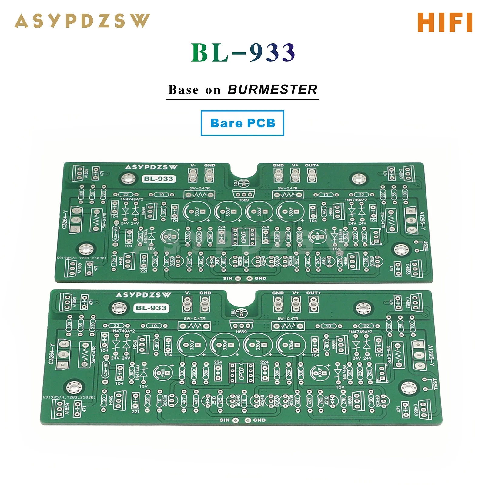 

HIFI BL-933 Обратная связь по току 2SA1295/2SC3264 Усилитель мощности Голая печатная плата База на DE 933150 В*2