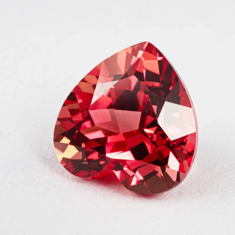 Lab tumbuh safir matahari terbenam warna merah bentuk hati batu permata untuk jimat membuat perhiasan DIY bahan cincin dapat dipilih sertifikat AGL