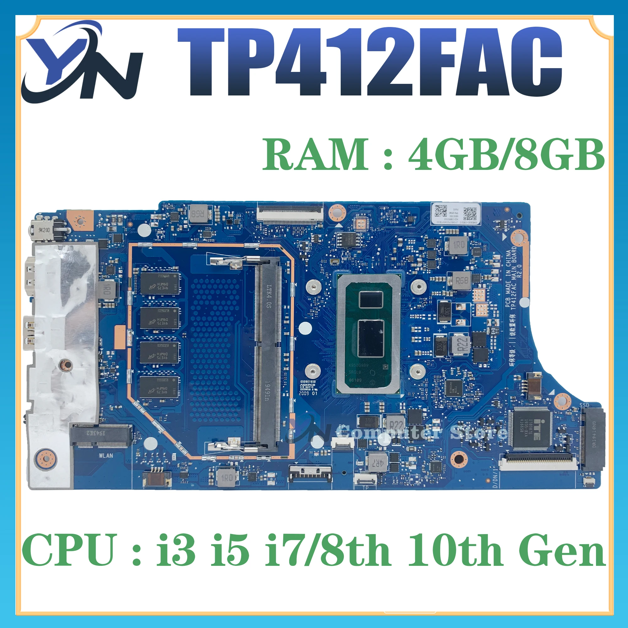 TP412FA Mainboard For ASUS VivoBook Flip 14 SF4100F TP412 TP412F TP412FAC Motherboard With i3 i5 i7-11th 4G 100% Test OK