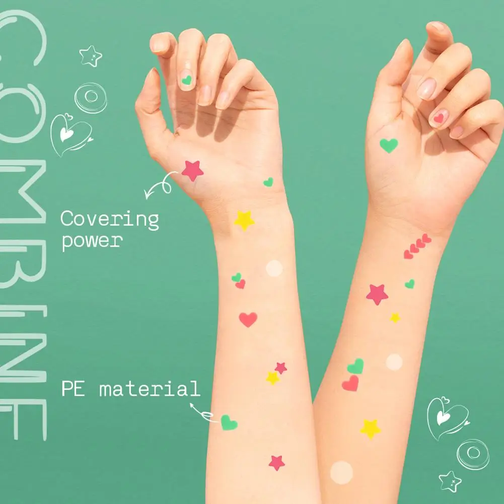 224 التهم الملونة بثرة بقع مستديرة/نجمة/شكل قلب العناية بالبشرة ملصقات غير مرئية حب الشباب غطاء الوجه بقعة بثرة التصحيح