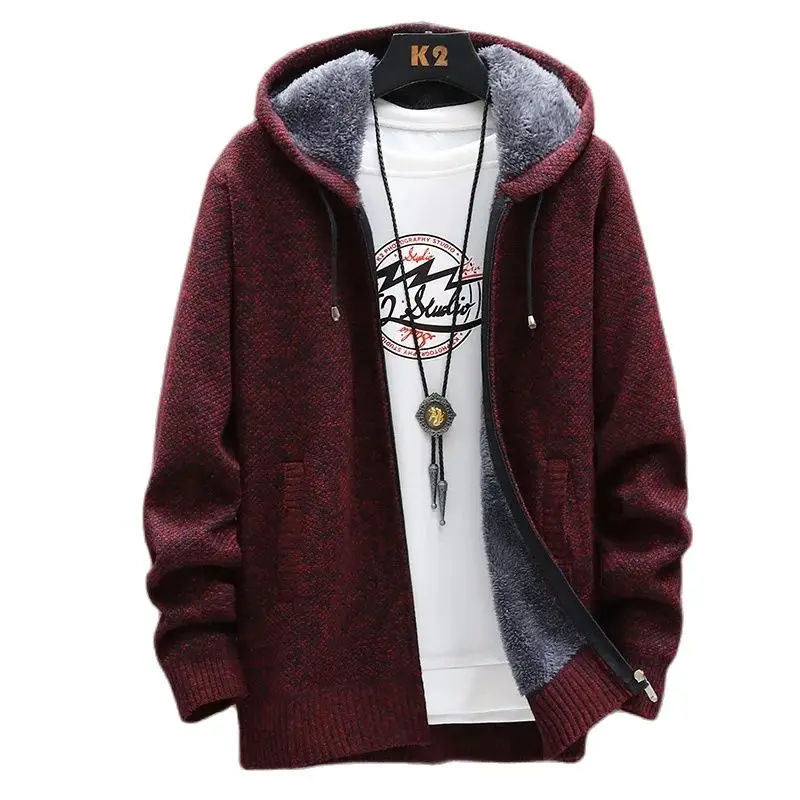 2024 Winter Men Sweater korean Popular Clothes Cardigan Stand Collar Male Casual Zipper Knitted Thick Warm Sweatercoat