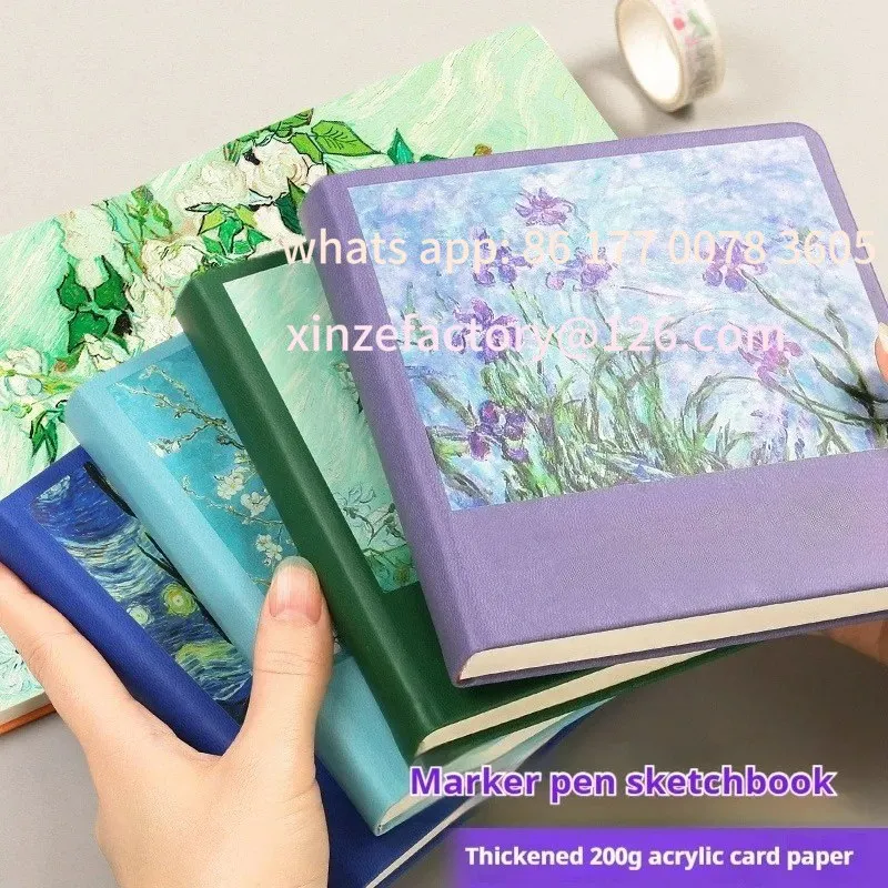 Cuaderno de bocetos portátil personalizable, cuaderno para colorear para adultos, ilustración dibujada a mano, diario, pequeño libro en blanco, pintura de acuarela