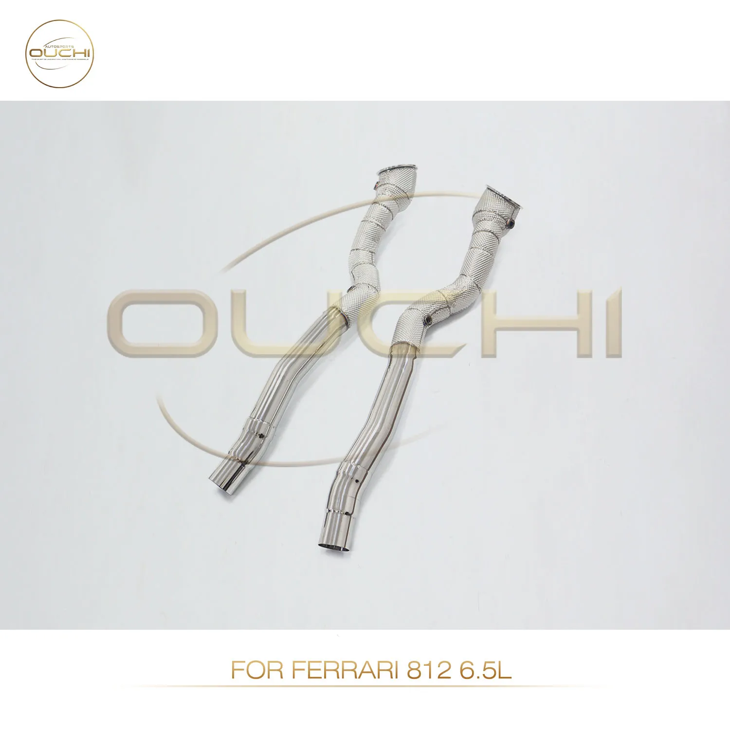 OUCHI Stainless Steel Exhaust System Performance Downpipe For Ferrari 812 6.5L Heat Shield With Cat Auto Parts