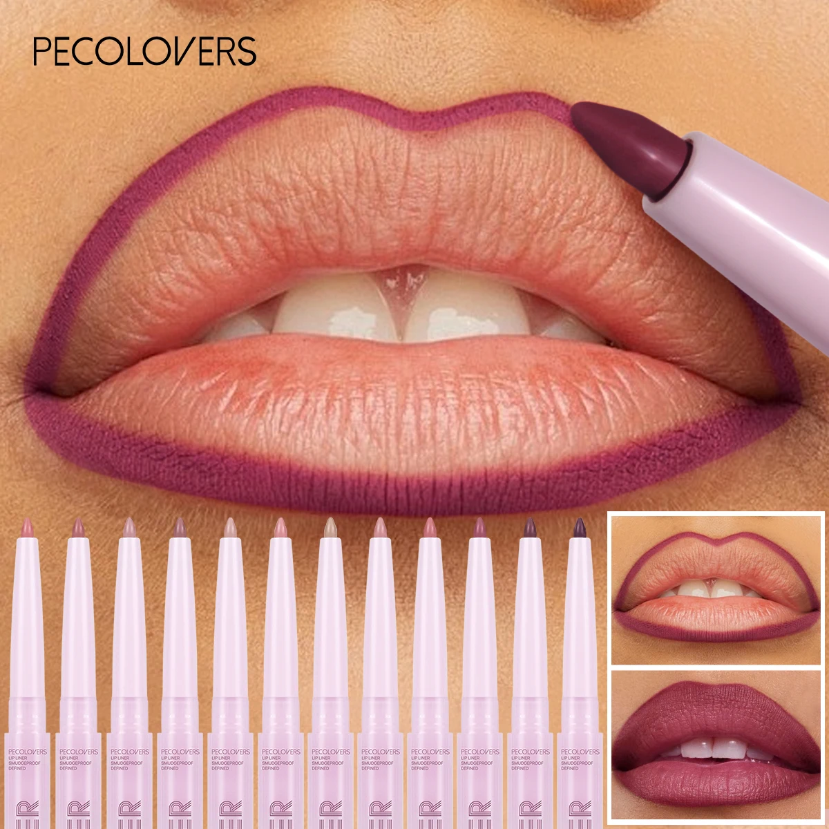 

1PC Waterproof Matte Lipliner Pencil, Long Lasting, Non-stick Cup, Multi-color Selection, Moisturising, Lip Makeup
