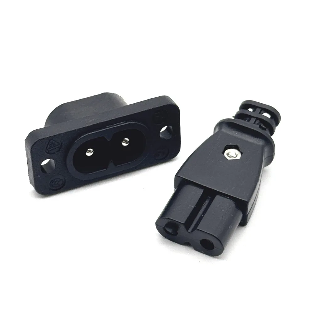 1/3Pcs C7 C8 Male Female Plug Power Outlet Embedded Electric Connector Connector 35mm*15mm AC 2.5A 5A 250v 3515mm