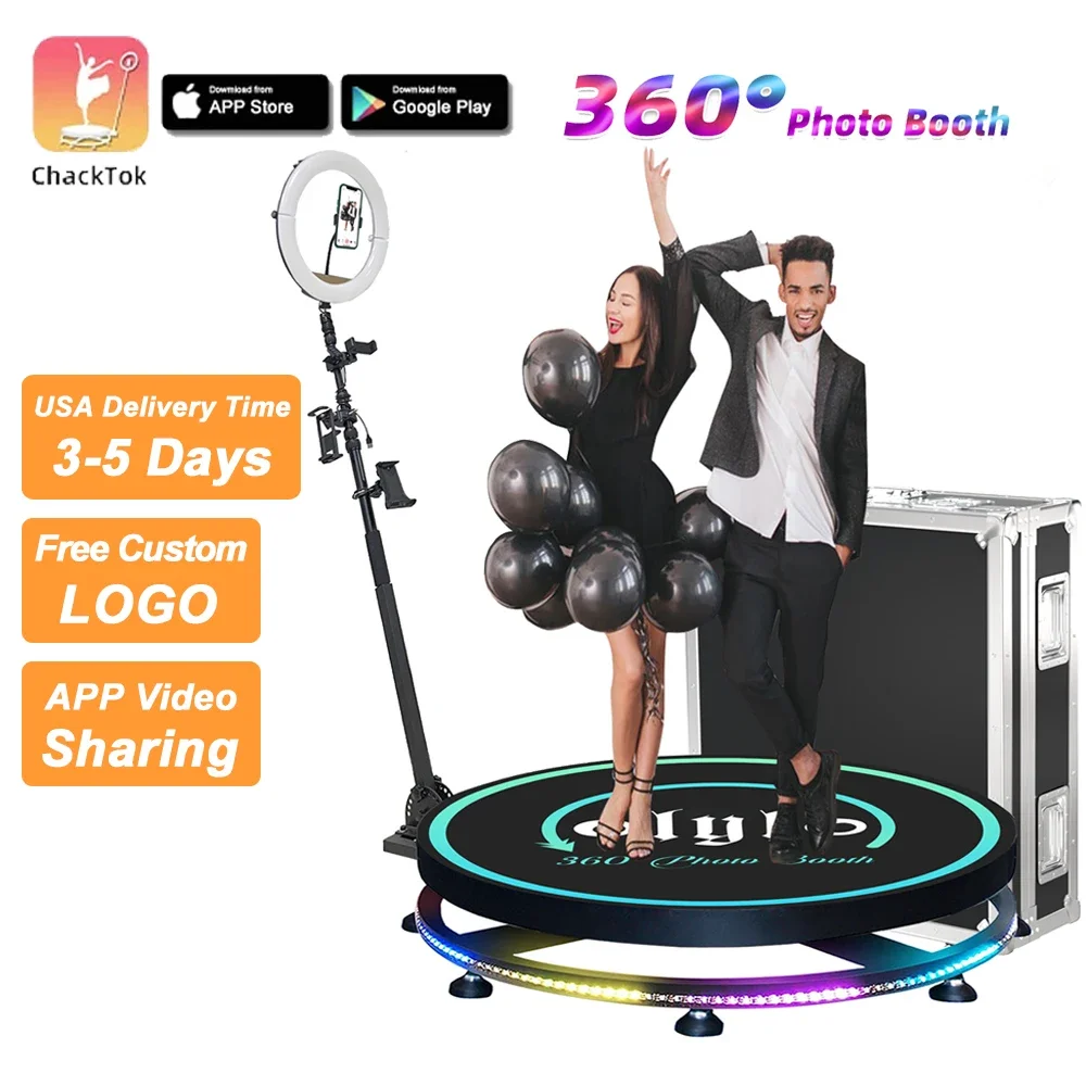 

57 68 80 100 115cm Spinning Available 360 Photo Booth Turning Led Mini 360 Camera Video Booth Slow Spin Automatic for Party