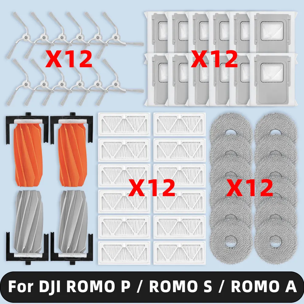 Compatible pour ( DJI ROMO P / ROMO S / ROMO A ) pièces de rechange accessoires rouleau brosse latérale filtre HEPA tampon de vadrouille sac à poussière Compatible pour ( DJI ROMO P / ROMO S / ROMO A ) pièces de rechange accessoires rouleau brosse latérale filtre HEPA tampon de vadrouille sac à poussière