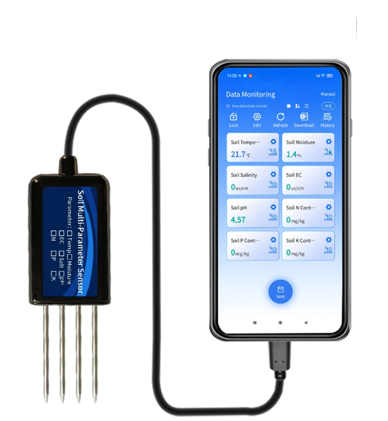 USB نوع 8 في 1 التربة معلمات متعددة الاستشعار الرقمية الزراعية الدفيئات الزراعية مراقبة التربة الاستشعار استخدام مع الهواتف المحمولة