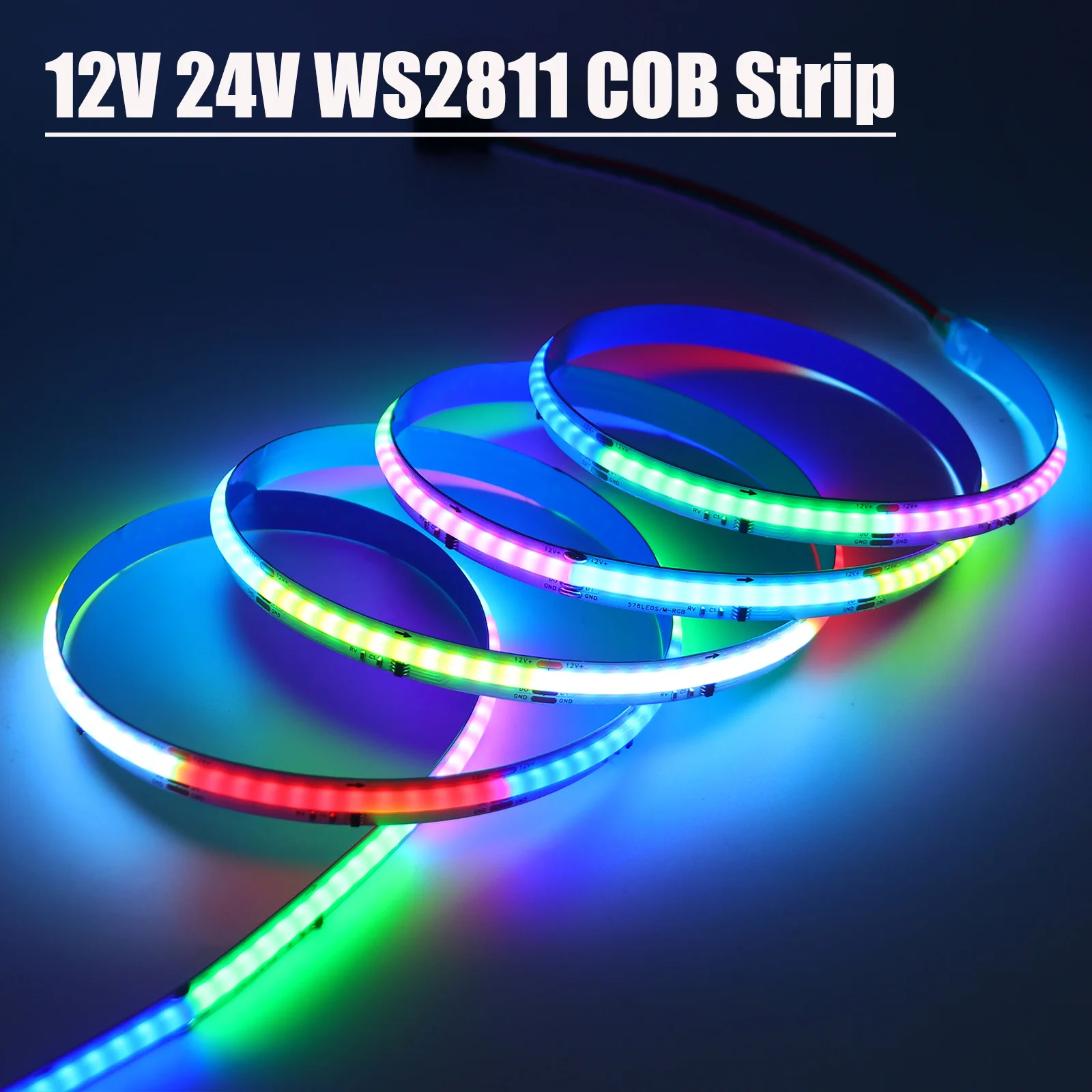 

Светодиодная лента WS2811 Dream Color COB 12 в 24 В постоянного тока, подсветка телевизора, украшение комнаты, 576 светодиодов/м, 720 светодиодов, Пиксельная гибкая лента RGB IC