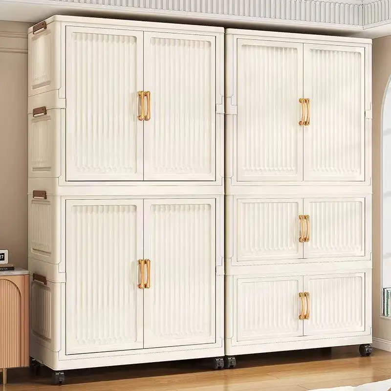 Un armario multicapa, una caja multifuncional para guardar una puerta abierta y un almacenamiento de plástico transparente fácil de montar.