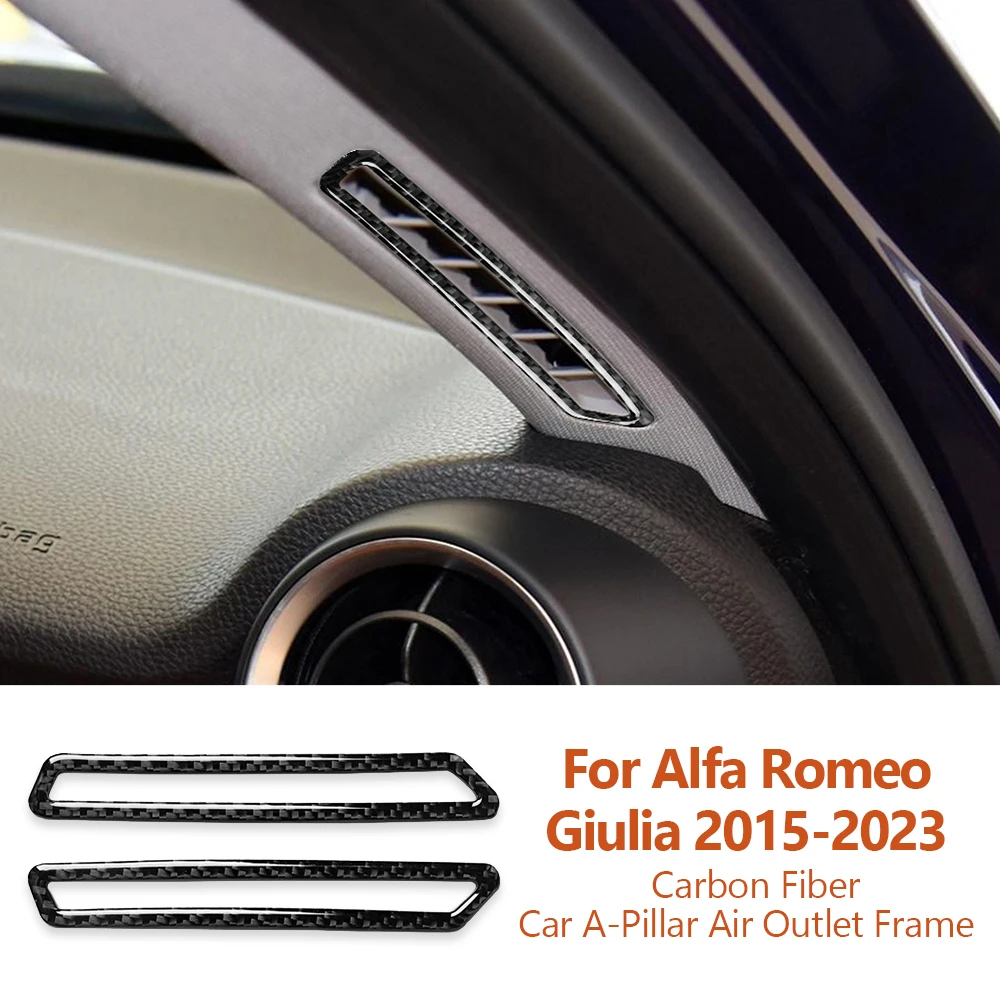 

For Alfa Romeo Giulia Stelvio 2015-2023 Carbon Fiber Car A-Pillar Air Outlet Frame Decorative Stickers Auto Interior Accessories