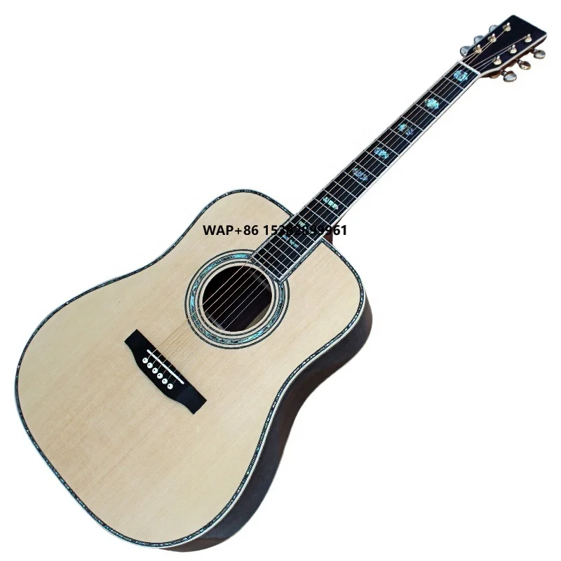

Flyoung Natural Wood Color 41 Inch D45 Acoustic Guitar ALL Solid Classical Guitar Abalone Binding