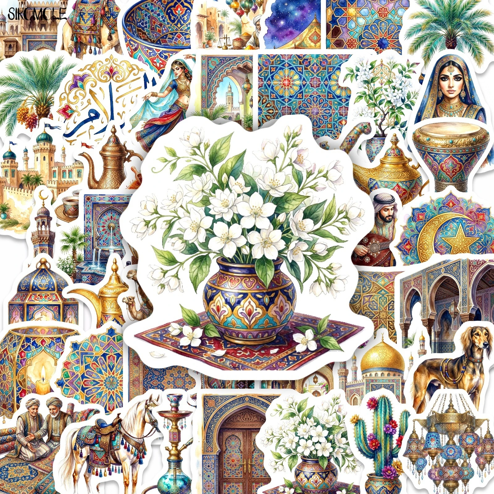 10/30/50pcs Exotic Style Persian Colored Glaze Stickers Book DIY Skateboard Guitar Luggage Suitcase Decoration Graffiti Sticker