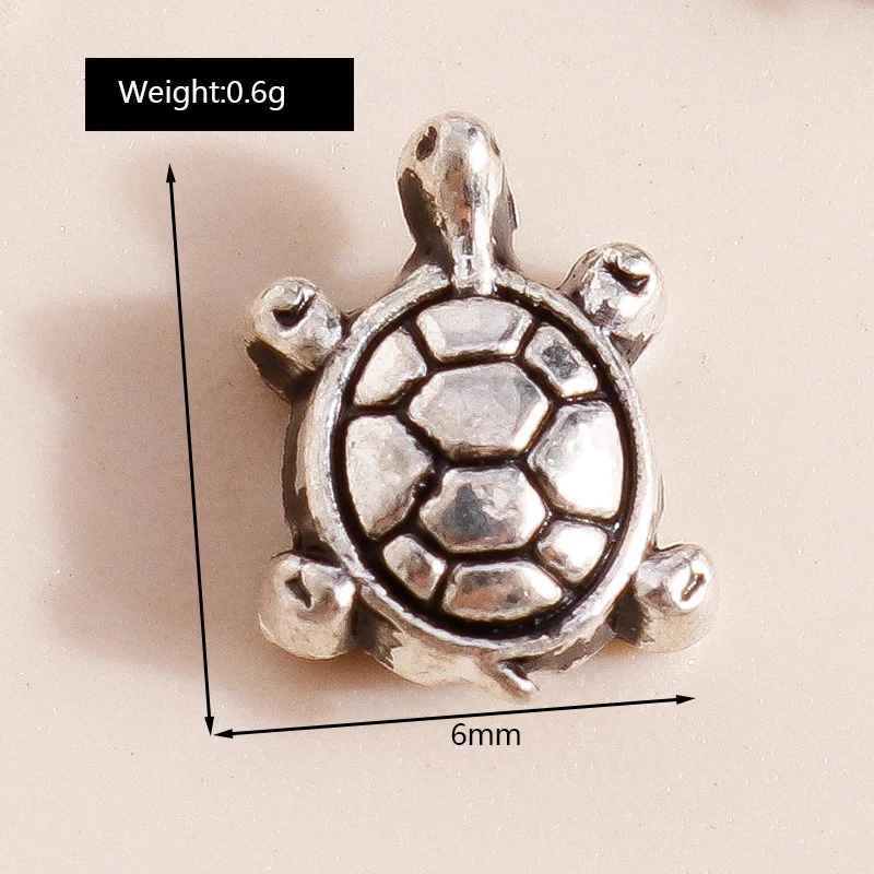 Leslie 50 Stück 8*6mm Schildkröten-Anhänger, Mini-Meeres-Schildkröten-Anhänger für Schmuckherstellung, DIY Ohrringe, Halsketten, Armbänder – Detail 1