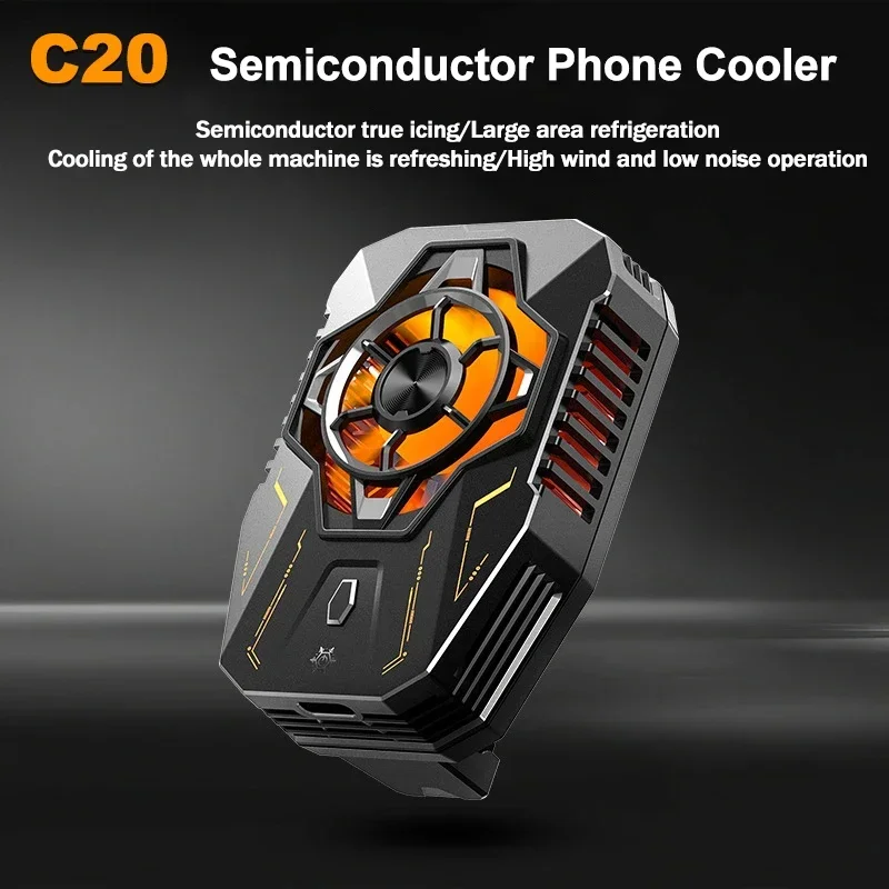 

C20 Mobile Phone Cooler Semiconductor Fast Cooling Fan Radiator for IOS Android PUBG Back Clip 3 Gears Adjustable Cool Heat Sink