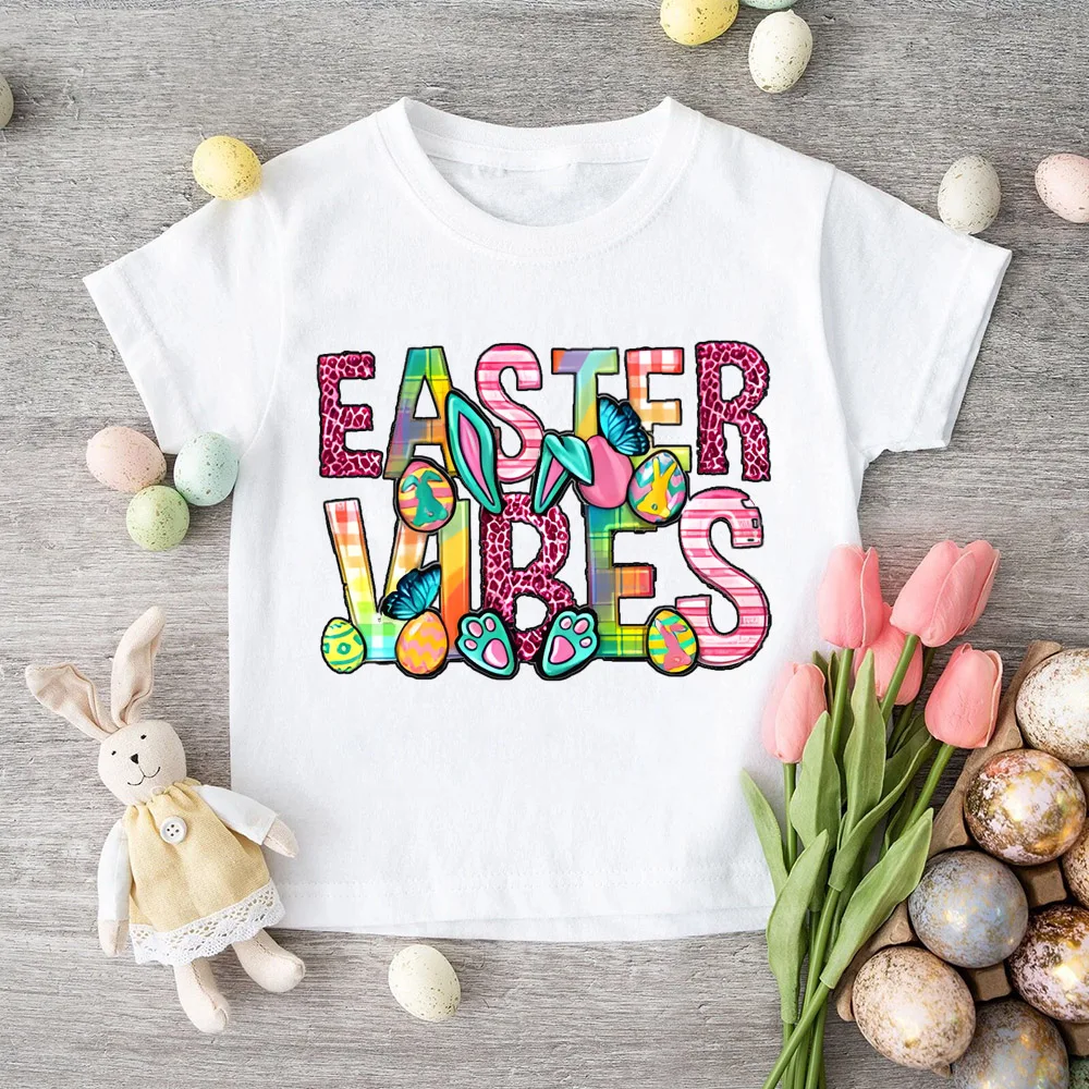 

Easter Vibes Girls Childs T-shirt Short Sleeve Summer Tee Tops Easter Day Kid Crew Neck Tshirts Best Gifts To Kids