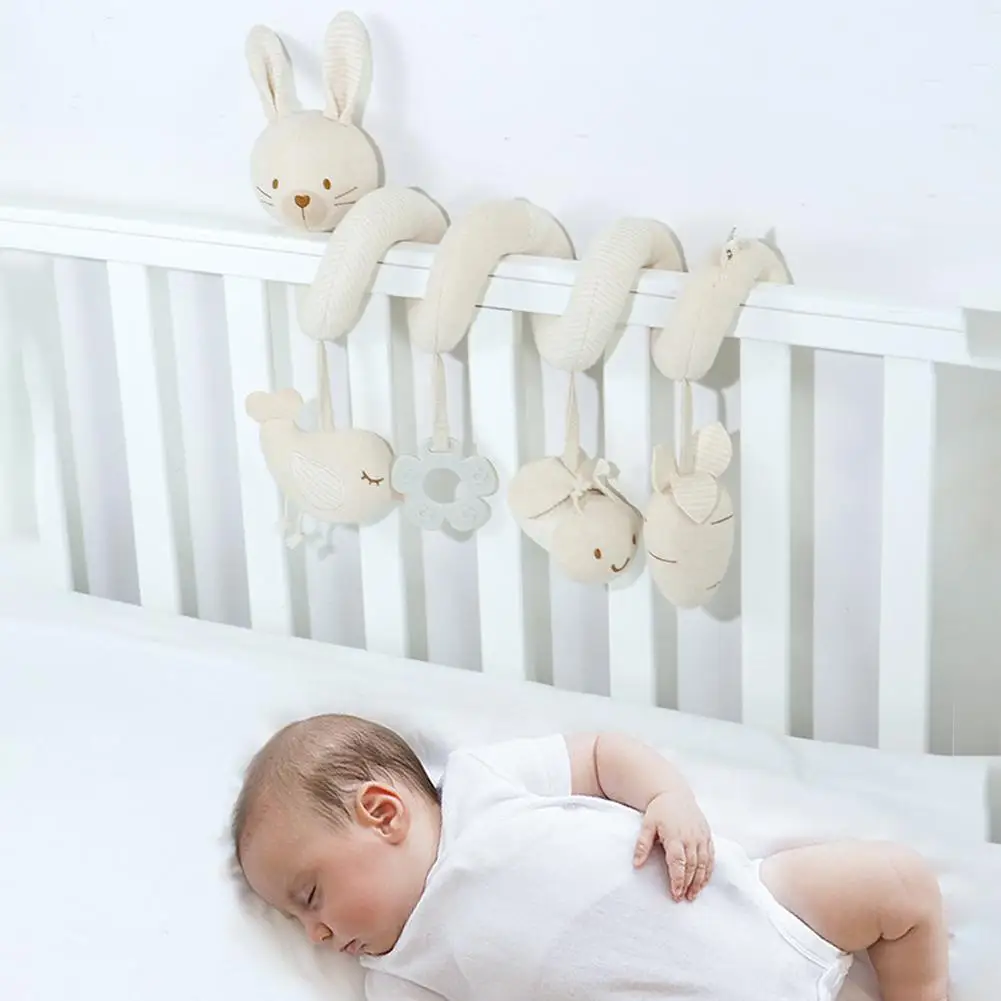 Passeggino giocattolo appeso peluche morbido cartone animato animali giocattolo sensoriale neonato regali passeggino a spirale staccabile giocattoli educativi