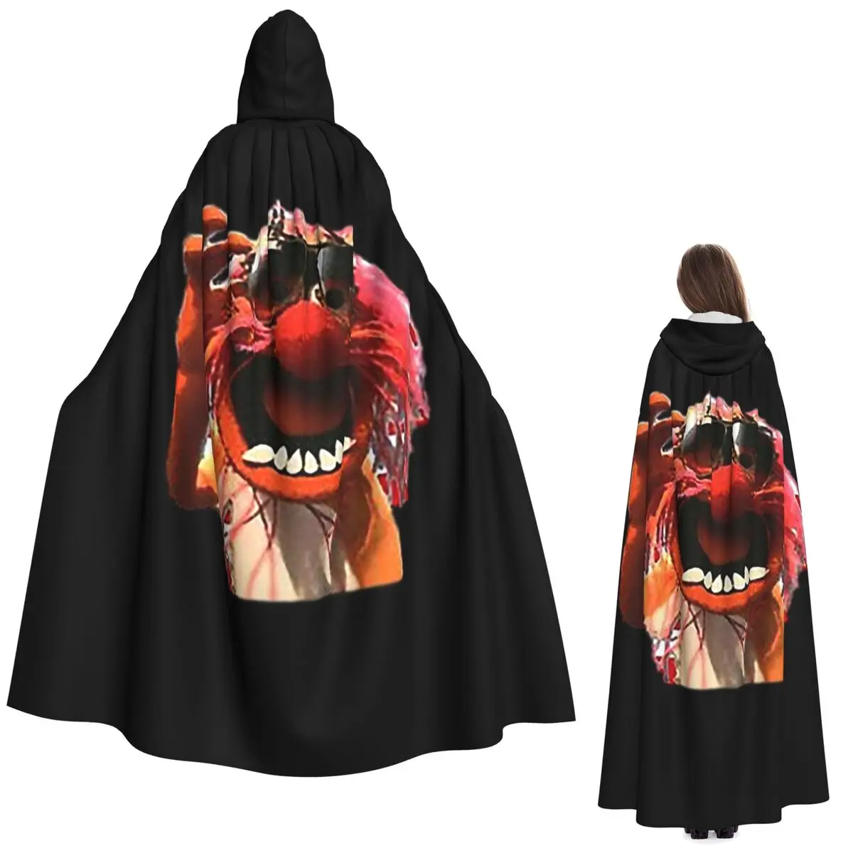 

Длинный плащ с капюшоном для барабанщика, средневековый костюм ведьмы, накидка для косплея, накидка на Хэллоуин, вампир, для взрослых, унисекс