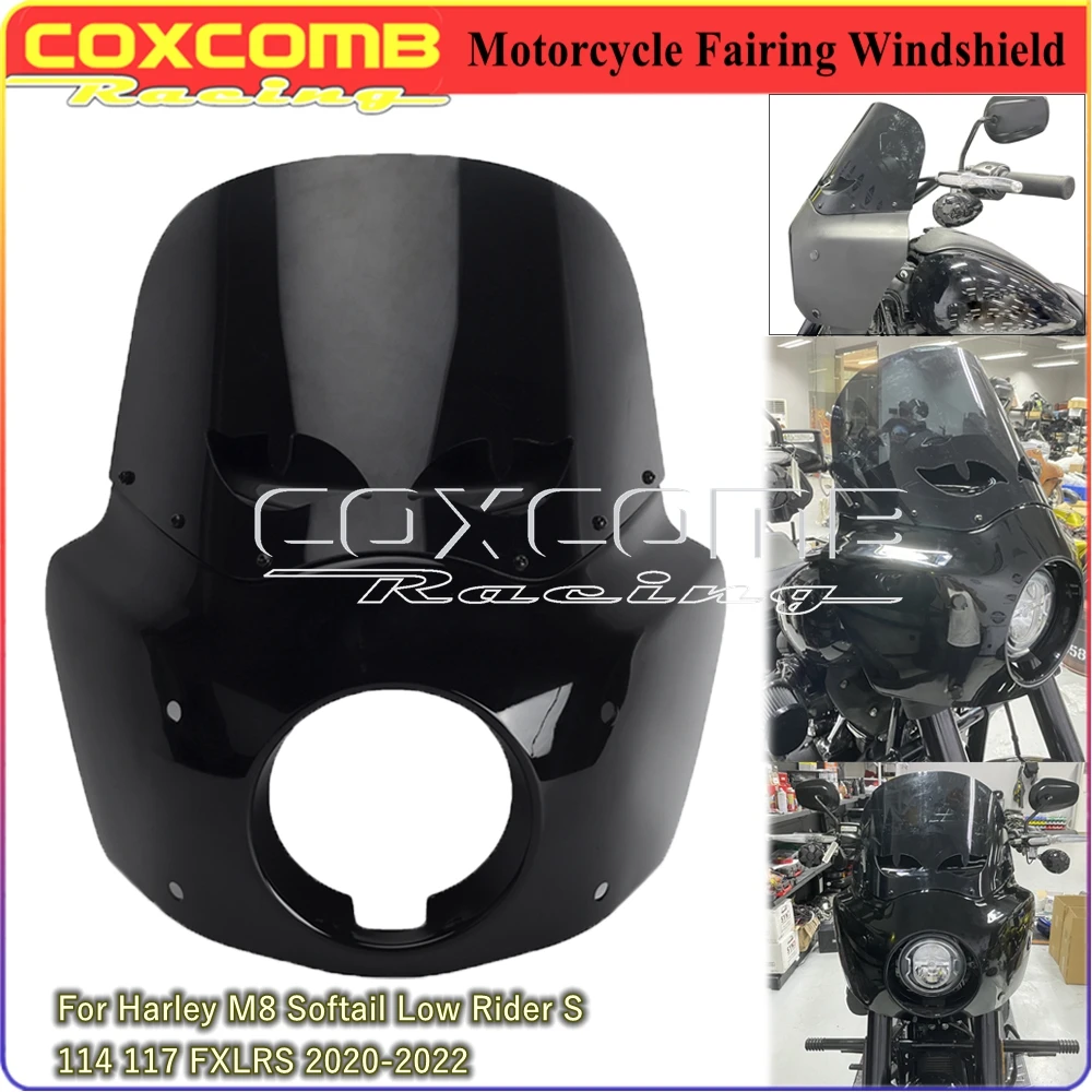 1 Set Motorcycle Front Fairing 12 Inch Windshield W/ Mounting Hardware For Harley M8 Softail Low Rider S 114 117 FXLRS 2020-2022