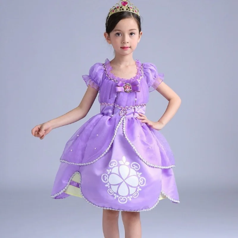 Kids Cartoon Sophia the First Anime Costume Girls Princess Dress Party Fancy Ball Gown Kids Carnival Sofia Cosplay Robe Clothing