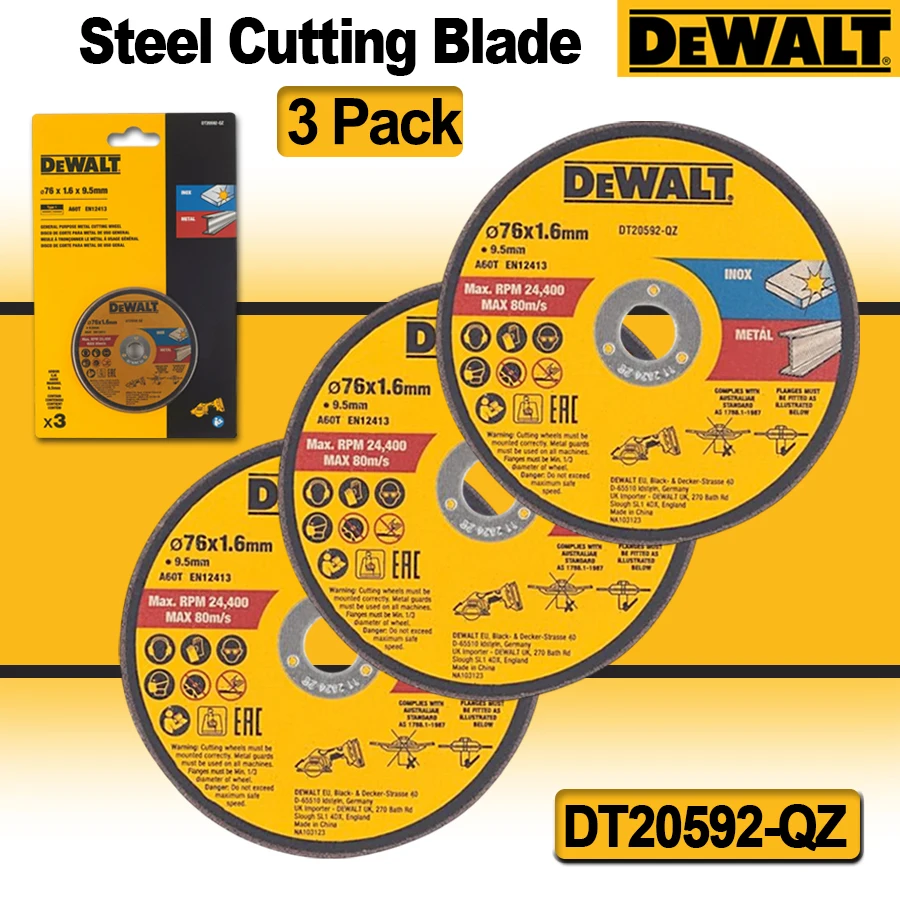 

DEWALT 76mm INOX Bonded Abrasive Cutting Disc Cutting Multi-Mat Cutting Disc Electric Tools Parts (3 Pack) DT20592-QZ