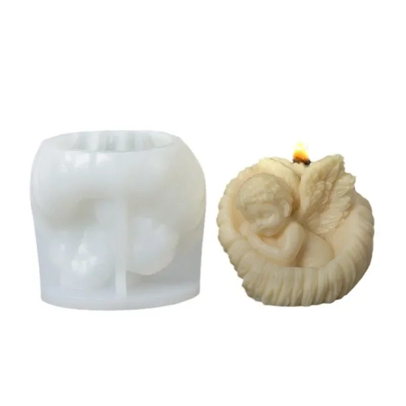 Rose Angel Candle Silicone Mold 3D Baby Angel Portrait Craft Sculpture Plaster Cement Clay Resin Mould DIY Handmade Soap Making