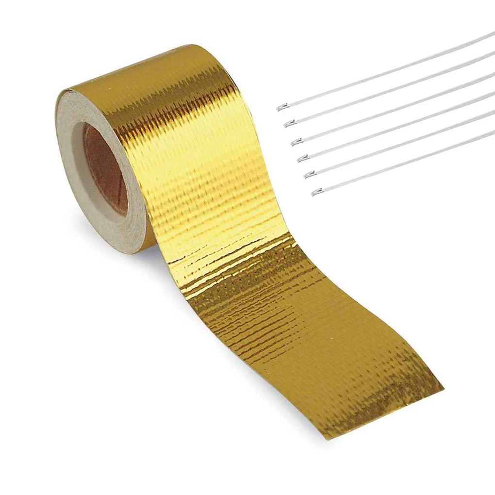 Exhaust Pipe Ashesive Tape High-Temperature Heat Insulation Reflective Backed Roll Aluminum Foil Tape Decor Car