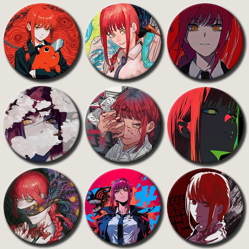 

58mm Anime Character Makima Button Pin Cartoon Role Makima Brooch Creative Badge for Backpack Clothes Decoration Gift