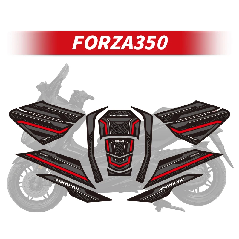 For HONDA FORZA350 Rubber Fuel Tank Stickers Kits Of Motorcycle Accessories Gas Tank Decoration And Protection Thicken Decals