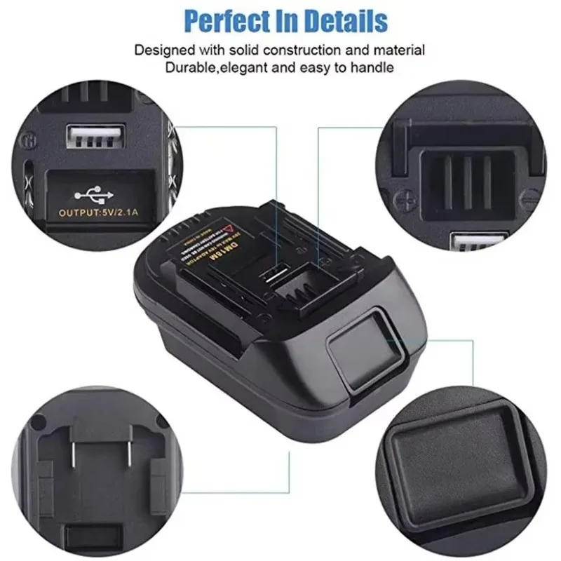 

Адаптер DM18M, подходящий для литиевых аккумуляторов DeWalt/Milwaukee, может заменить BL1850, BL1840, BL1860.