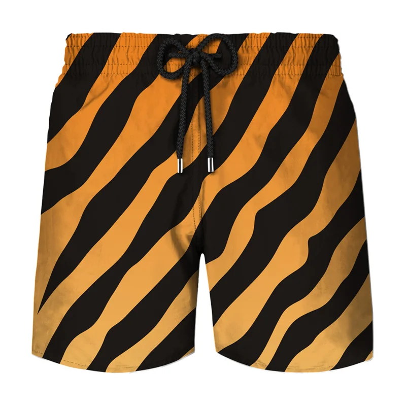 Calção de praia masculina com pele tigre, calça de praia impressa em 3D, Havaí, maiô legal, moda, verão, 2023