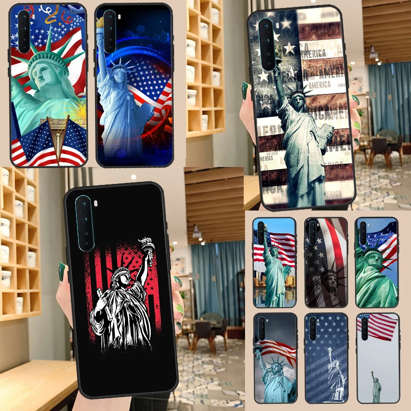 America Flag Statue of Liberty Case For OnePlus Nord 2T N10 N20 N100 CE 2 Lite Cover For OnePlus 8T 10T 9RT 8 9 10 Pro