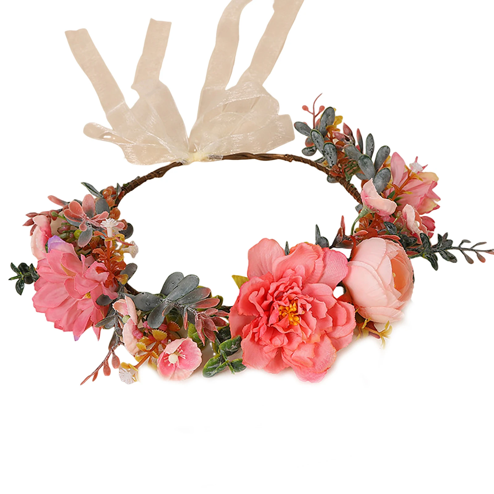 

Bride Artificial Flower Wreath Sweet Style Wedding Hair Accessory Headwear for Women Party Hairstyle Making