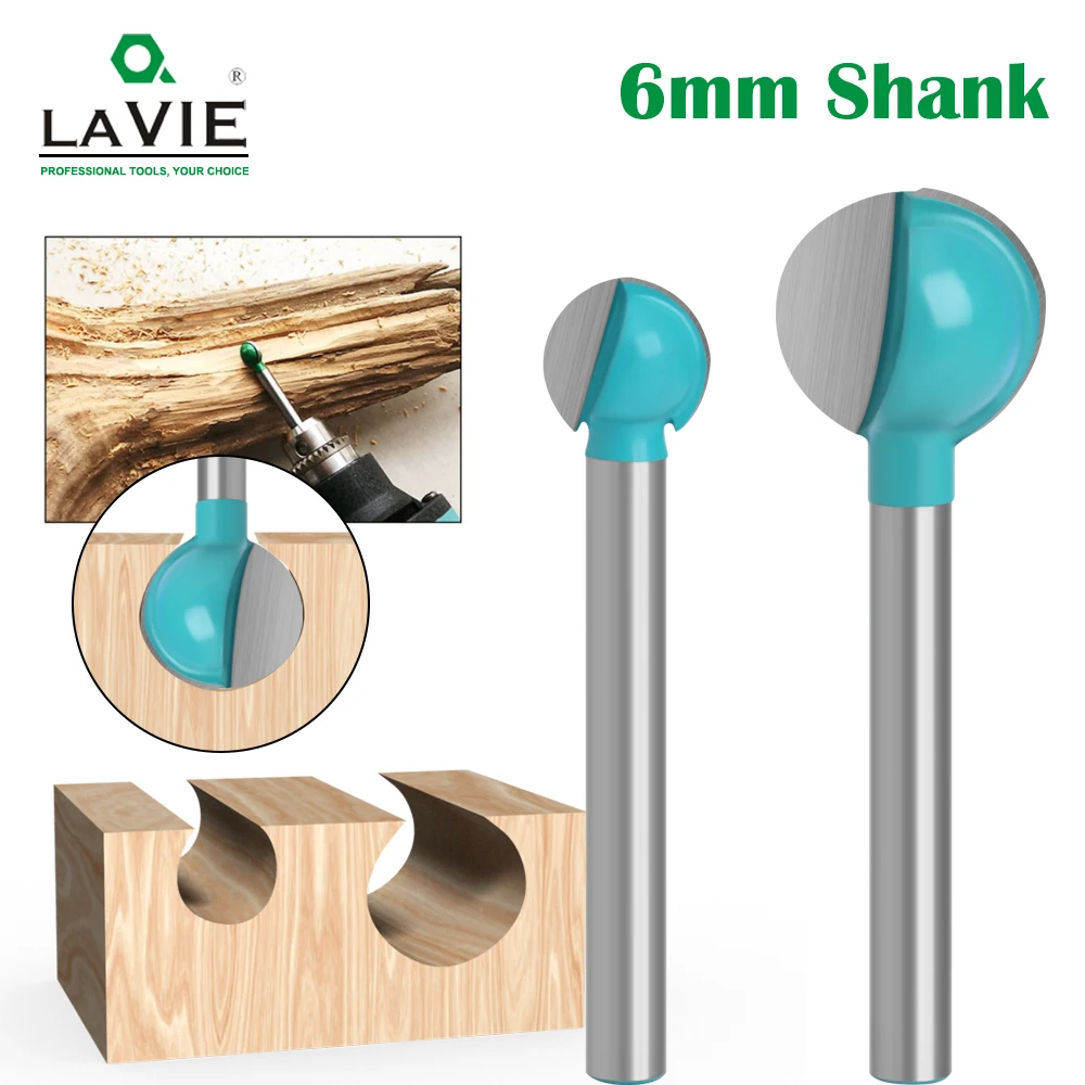 Lavie-carboneto de Tungstênio Router Bit para Madeira Haste Redonda Nariz Esférico Fresagem Cnc Raio Núcleo mm Shank Mc06003 1pc