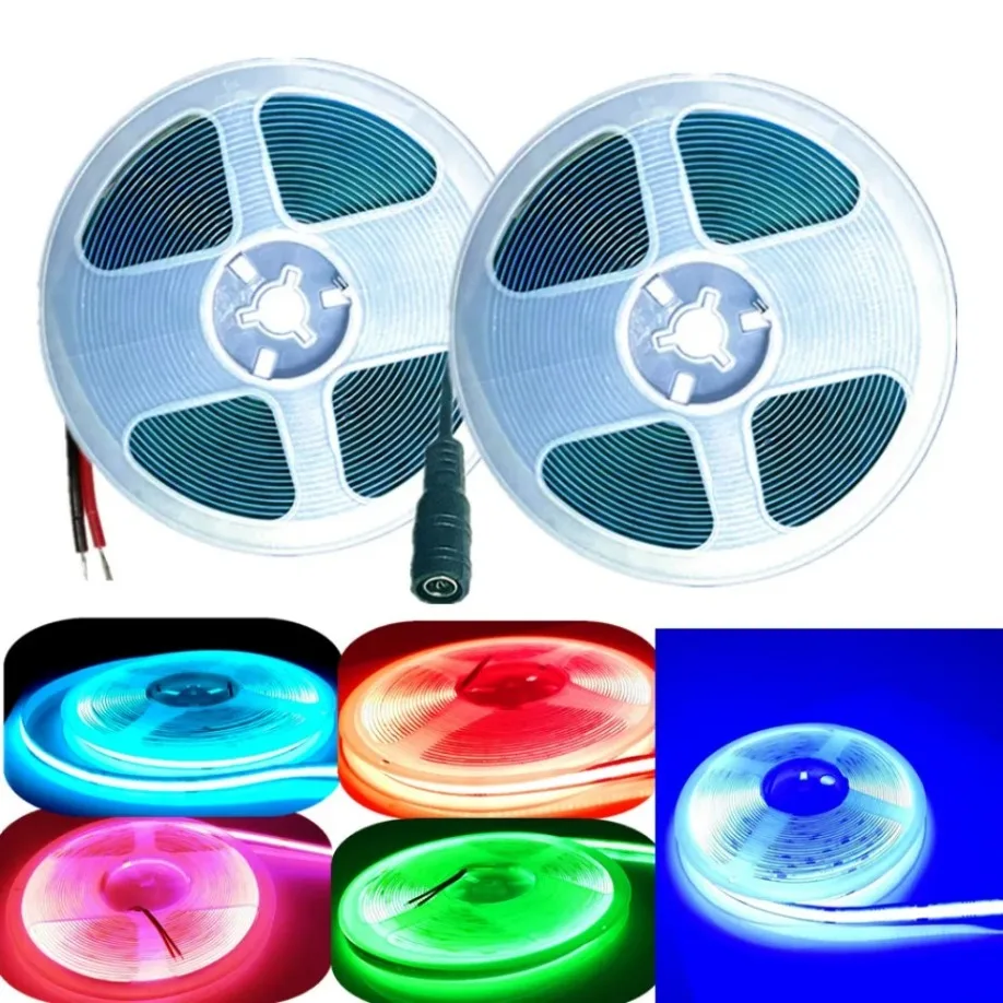 Cob Led Strip Licht Hoge Dichtheid Lineaire Verlichting 320 Leds/M Flexibele Tape Warm Natuurlijk Wit Rood Blauw Groen Decor Dc12/24V