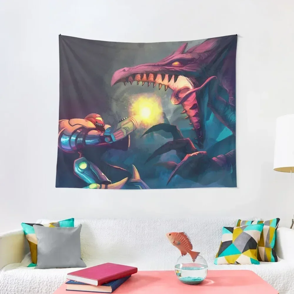 

Super Metroid Face-Off Tapestry Home Decorations Funny Wall Mural Carpet On The Wall Tapestry