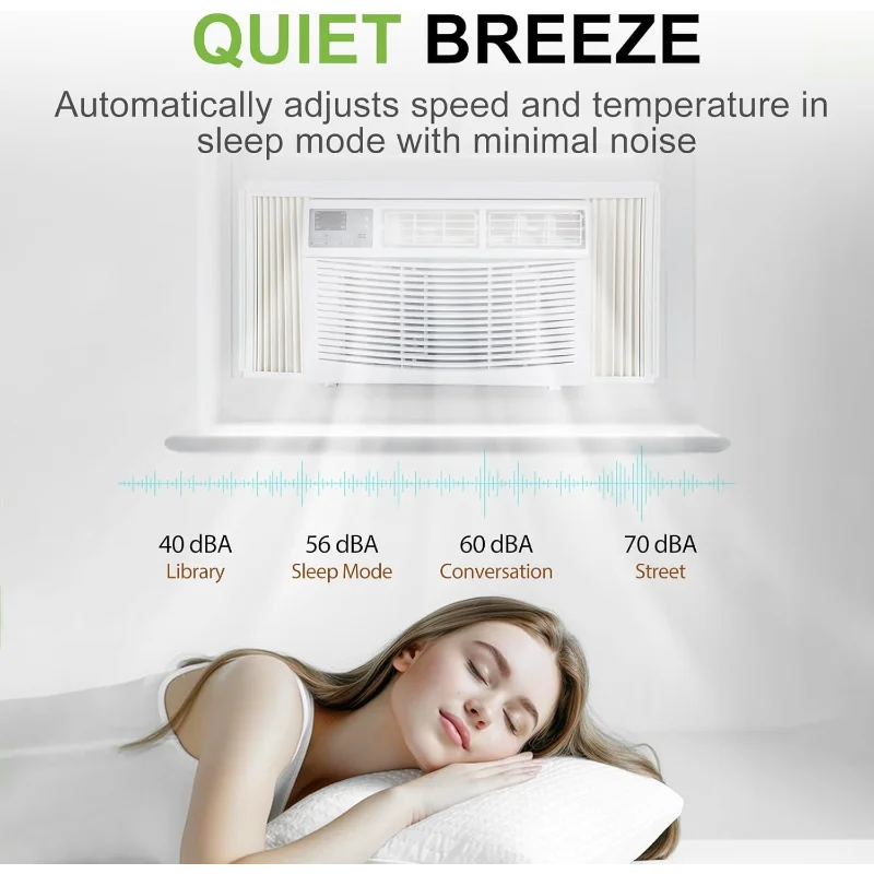 مكيف هواء نافذة 12,000 وحدة حرارية بريطانية، وحدة تيار متردد ذكية للنافذة مع جهاز تحكم عن بعد، تيار متردد موفر للطاقة مع فلتر قابل للغسل