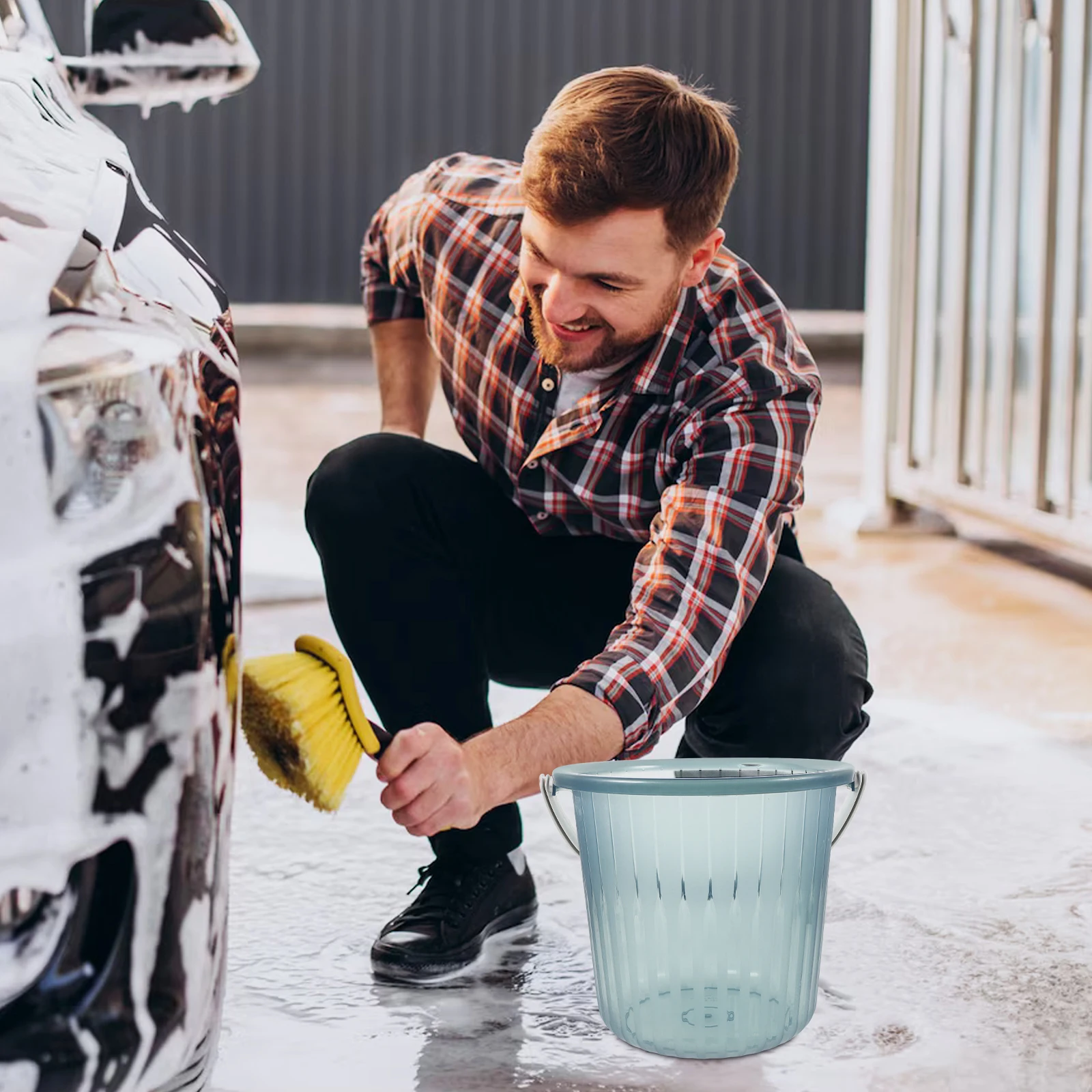 

1048 Large Water Bucket Water Bucket For Home Transparent Bathing Car Wash Portable Storage Home Use Plastic Container